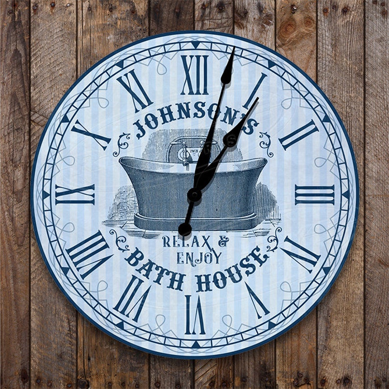 Custom Bathroom Clock Bath House Clock Vintage Bathroom - Etsy