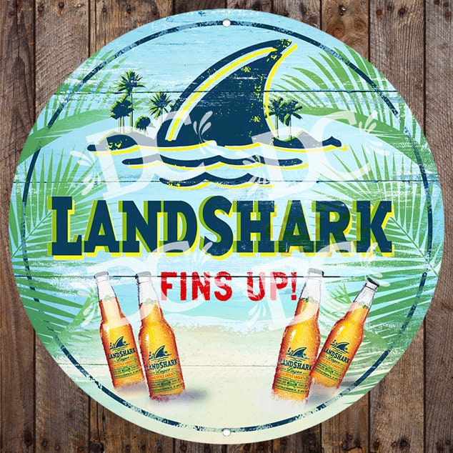 Landshark Lager Metal Circle Sign Landshark Lager Beer Bar - Etsy