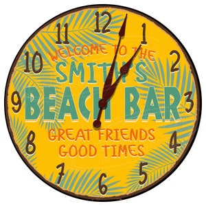 Beach Bar Patio Clock, Beach Bar Décor, Patio Sign Clock Ideas, Tiki  Bar, Backyard Clock, Customized Tiki Bar Clock, Pool Areas Signs