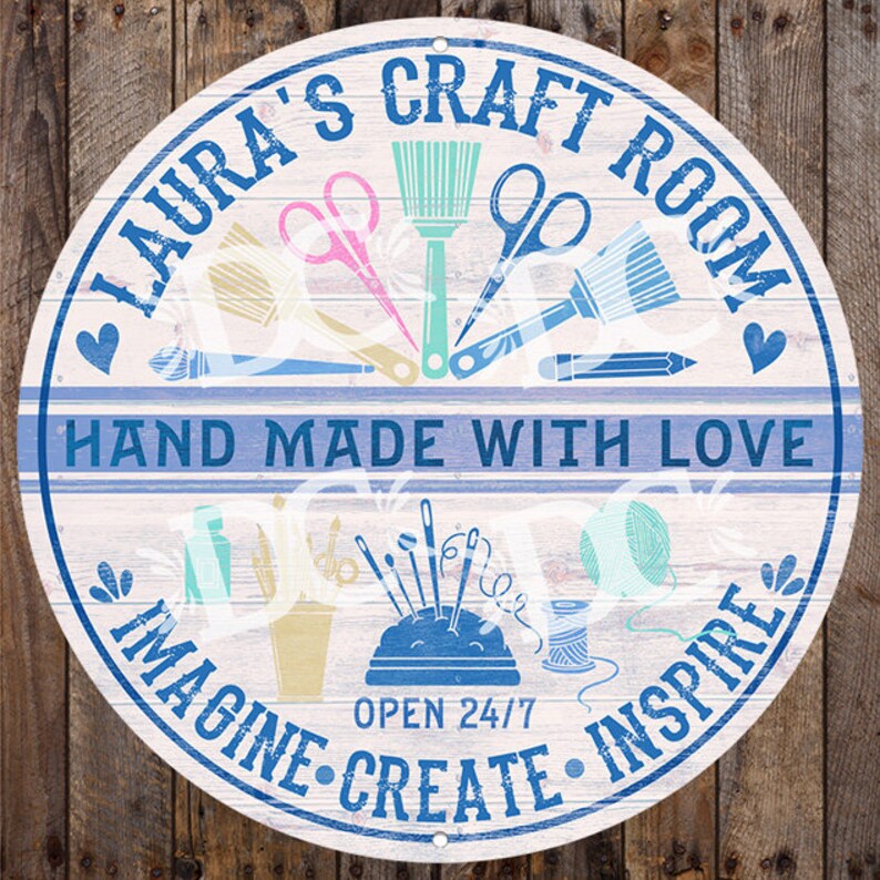 Example Craft Sign Custom Craft Room Sign: Rustic Aluminum Hobby Decor - Etsy