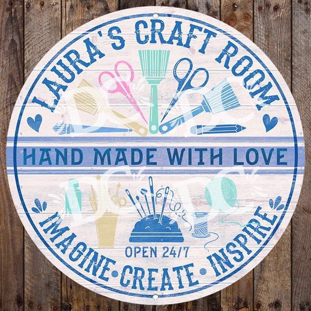 Craft Table Signage Custom Craft Room Sign: Rustic Aluminum Hobby Decor - Etsy