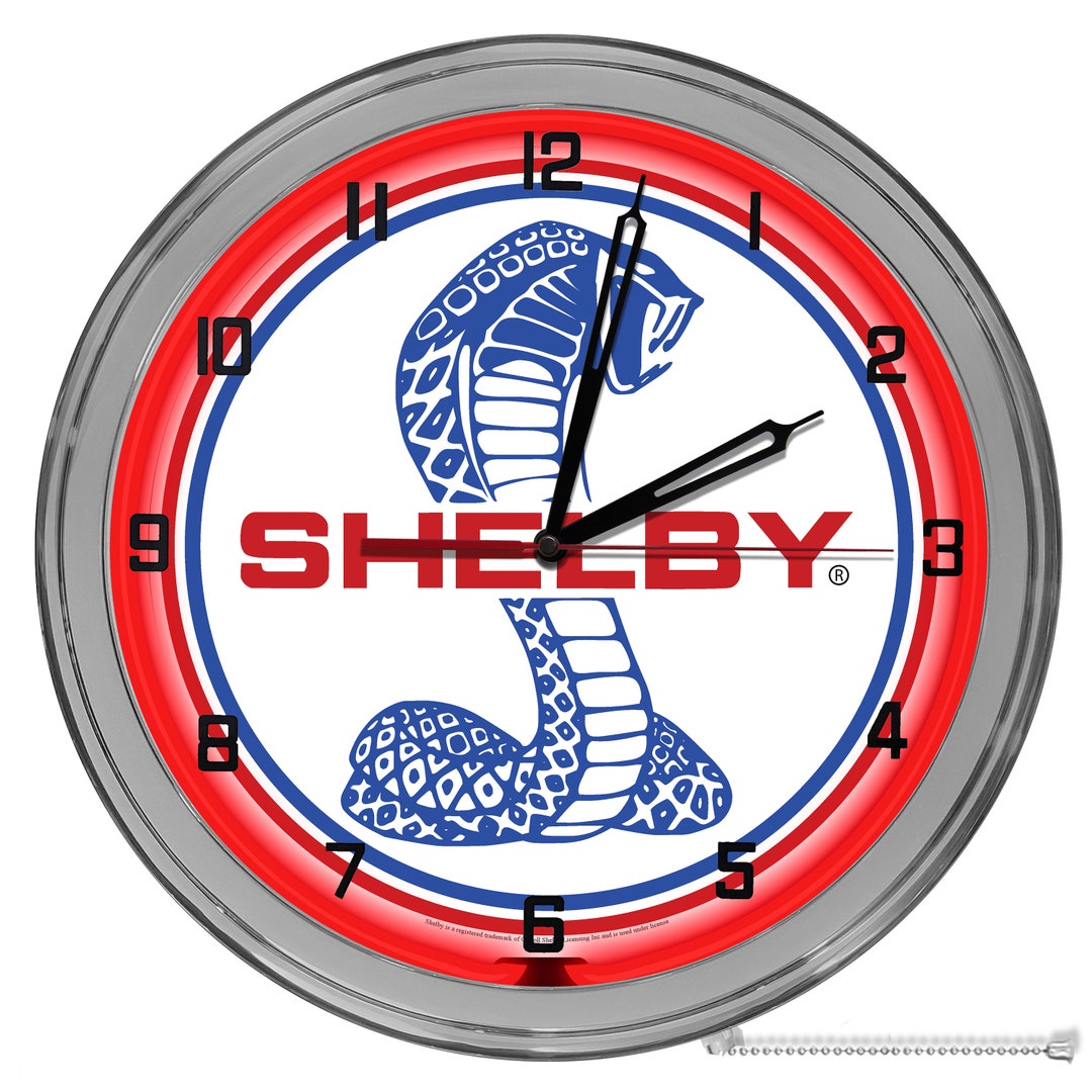 Ford Shelby Light up 16 in Clock, Caroll Shelby Garage Wall Clock, Ford
