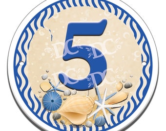 Beach Shells Ceramic House Number Sign: Coastal Address Tile
