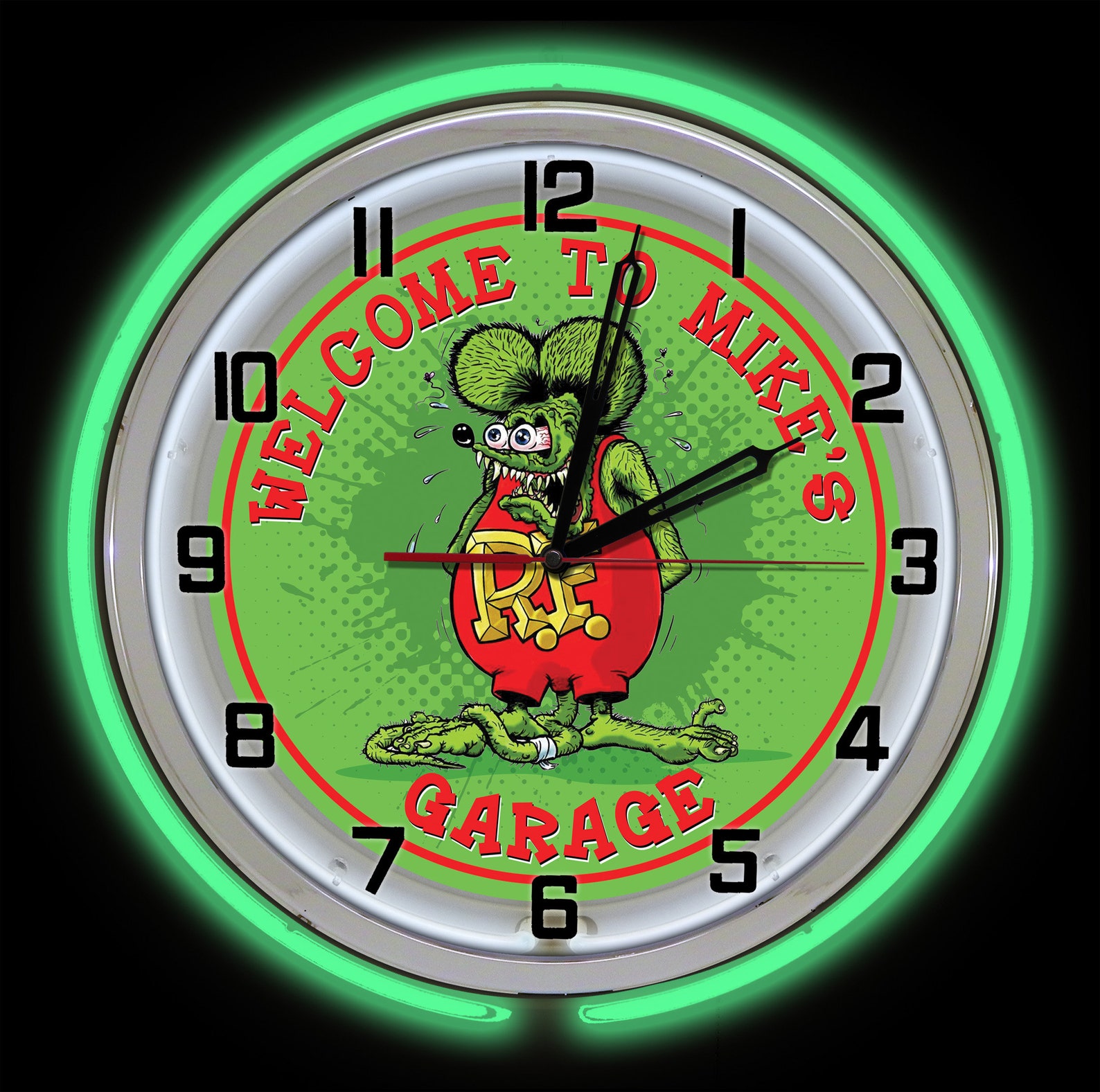 Rat Fink 19 Double Neon Garage Clock Rat Fink Garage Etsy UK