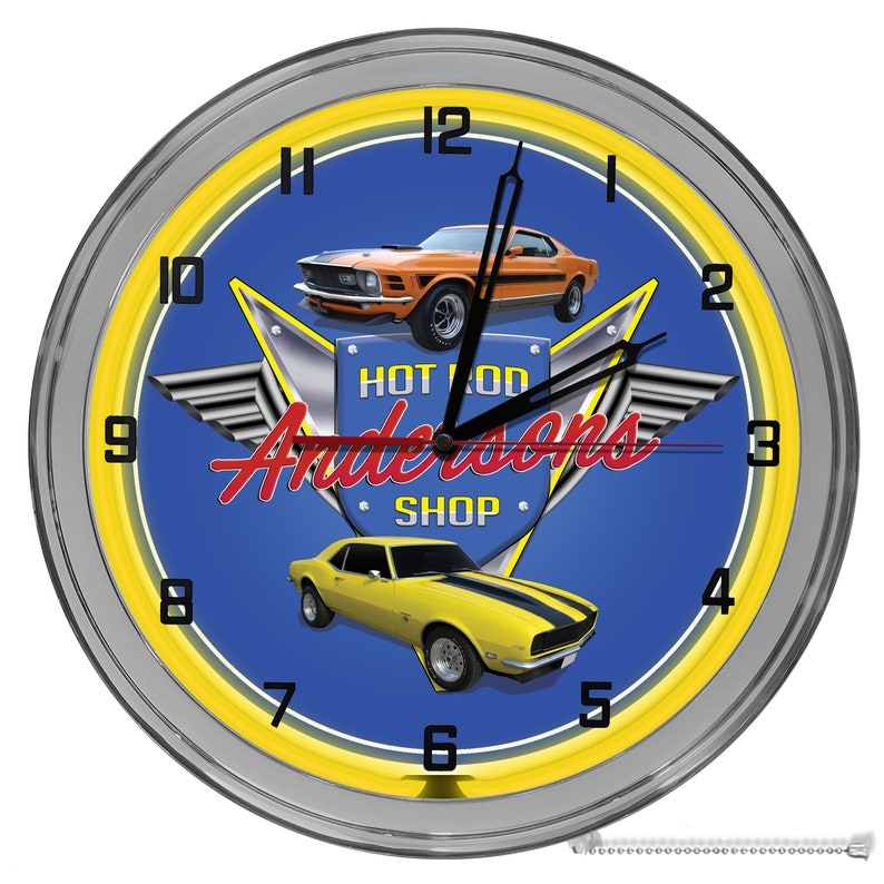 Hot Rod Garage Custom Car Collector Wall Clock Retro Wall Clock Auto Body Customized Hang Up 16 In Wall Clock Mechanic Garage Clock