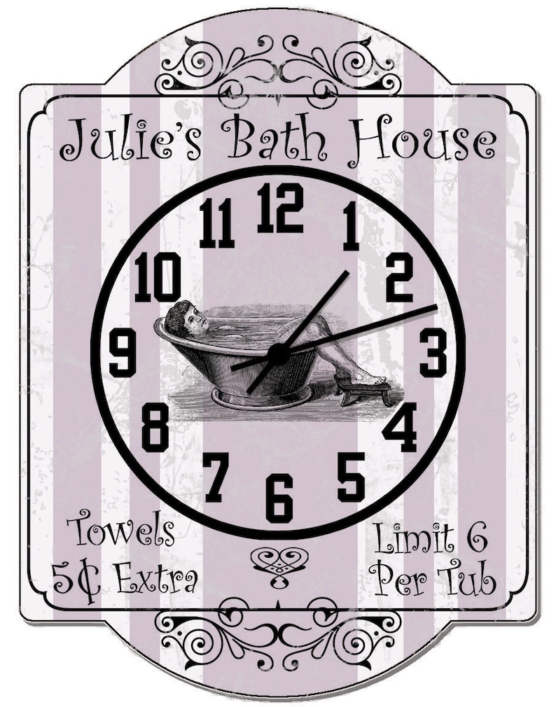 Bathroom Wall Clock Customized Bath House Vintage Clock Etsy