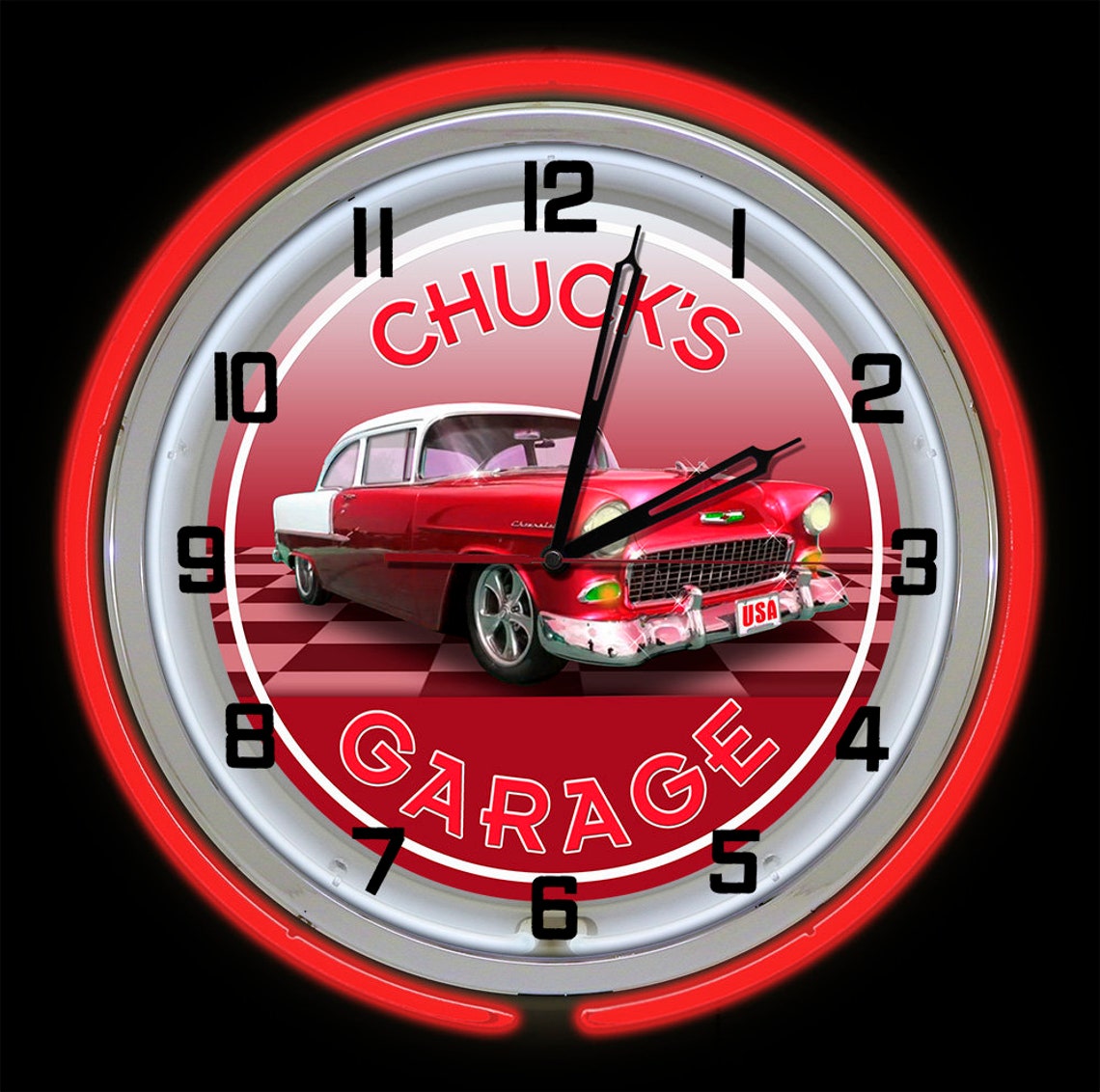 Customized Neon Sign Garage 19 Clock Personalized Etsy