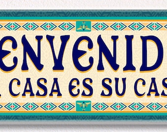 Bienvenidos Ceramic House Front Door Welcome, Mi Cas Es Su Casa House Plaque, Mexican House Sign, Handmade House Numbers,