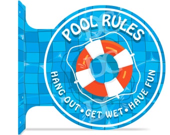 Pool Rules Double Sided Sign, Custom Swimming Pool Sign, Beach Sign, Backyard Pool Sign, Pool Décor Signs