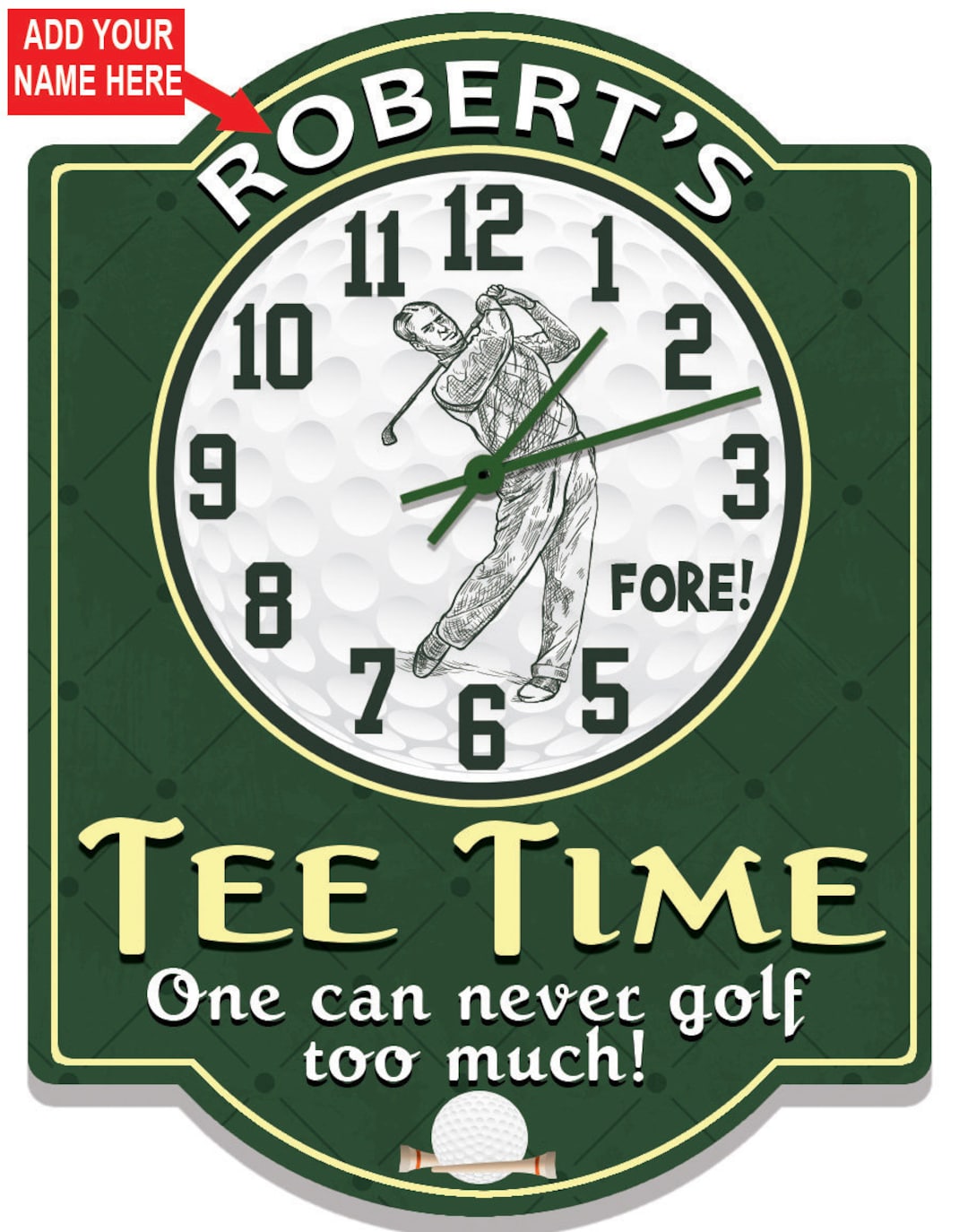 Golf Themed Clocks Personalized, Golfing Décor, Club House Décor