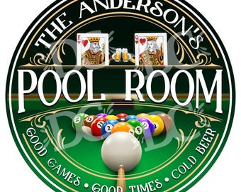 Personalized Pool Room Sign: Custom Game Room Decor