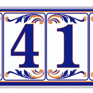 Floral Filigree Tiles Ceramic House Numbers, Floral Mosaic Ceramic House Plaque,  Floral Address Colorful Mosaic Tile, Address Ceramic Tiles