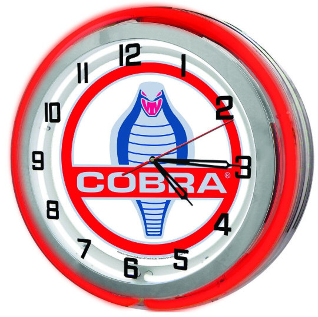 Ford Shelby Cobra Snake 19 Neon Clock, Muscle Car Garage Signs, Neon