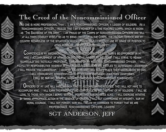 Army NCO Creed Commemorative Stone Plaque, Army Creed Recognition Award, Military Plaques and Creeds, Army Plaque Customized