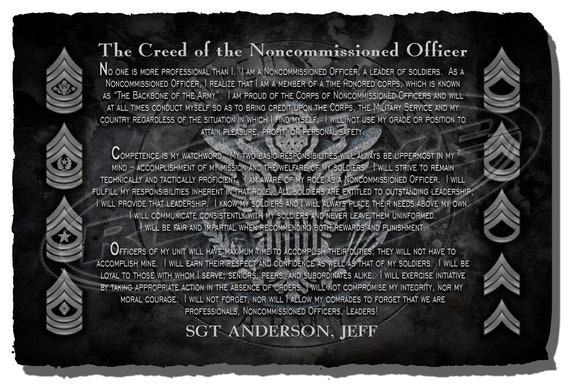 Army NCO Creed Commemorative Stone Plaque, Army Creed Recognition