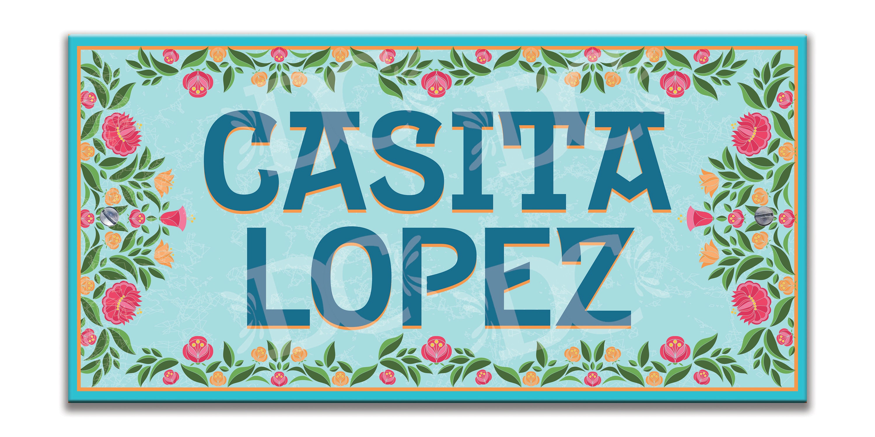 Casita Ceramic Address Welcome Plaque, Mexican Floral