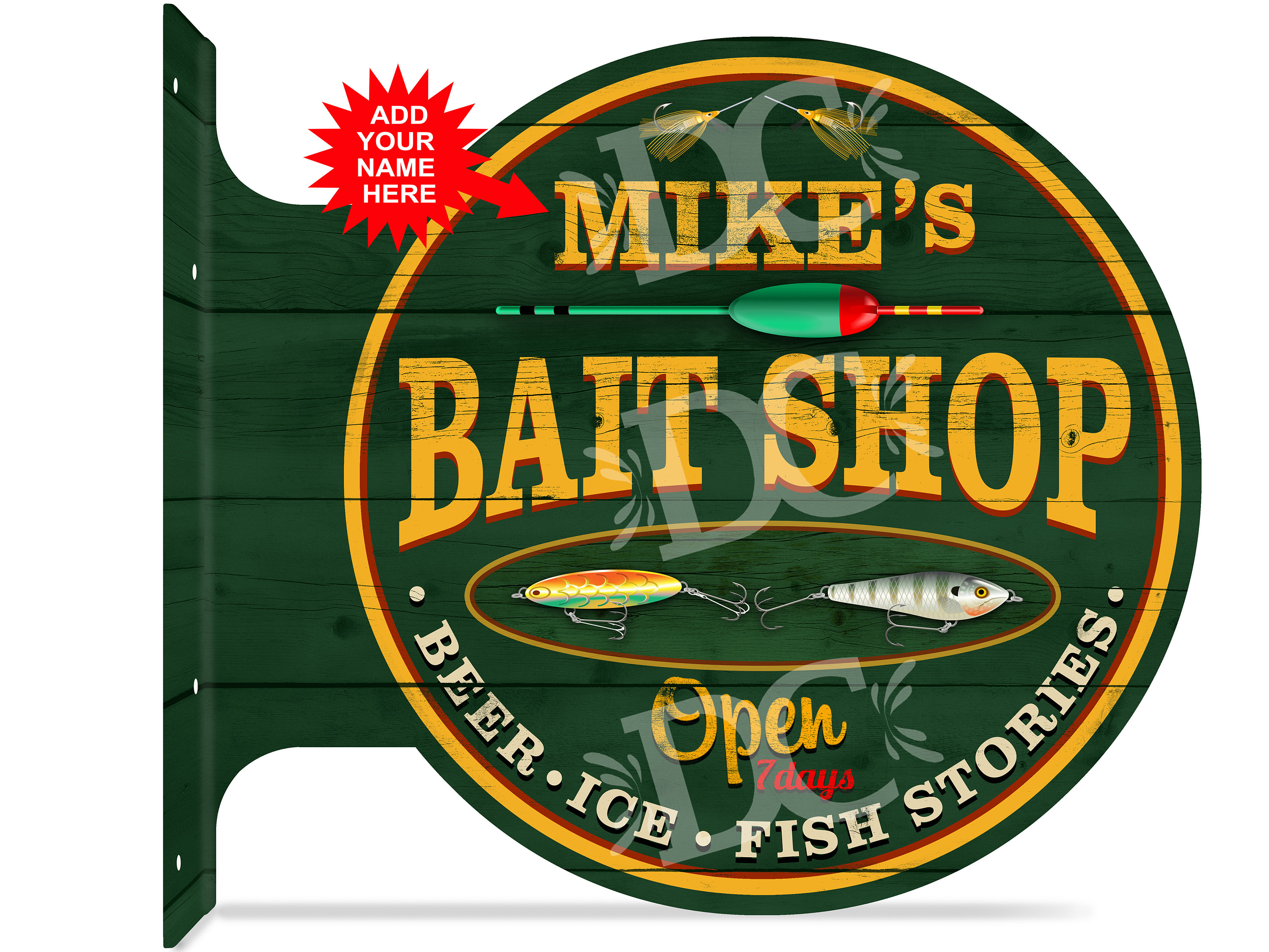 Fishing Sign, Custom Bait Shop Double Sided Sign, Custom Lake