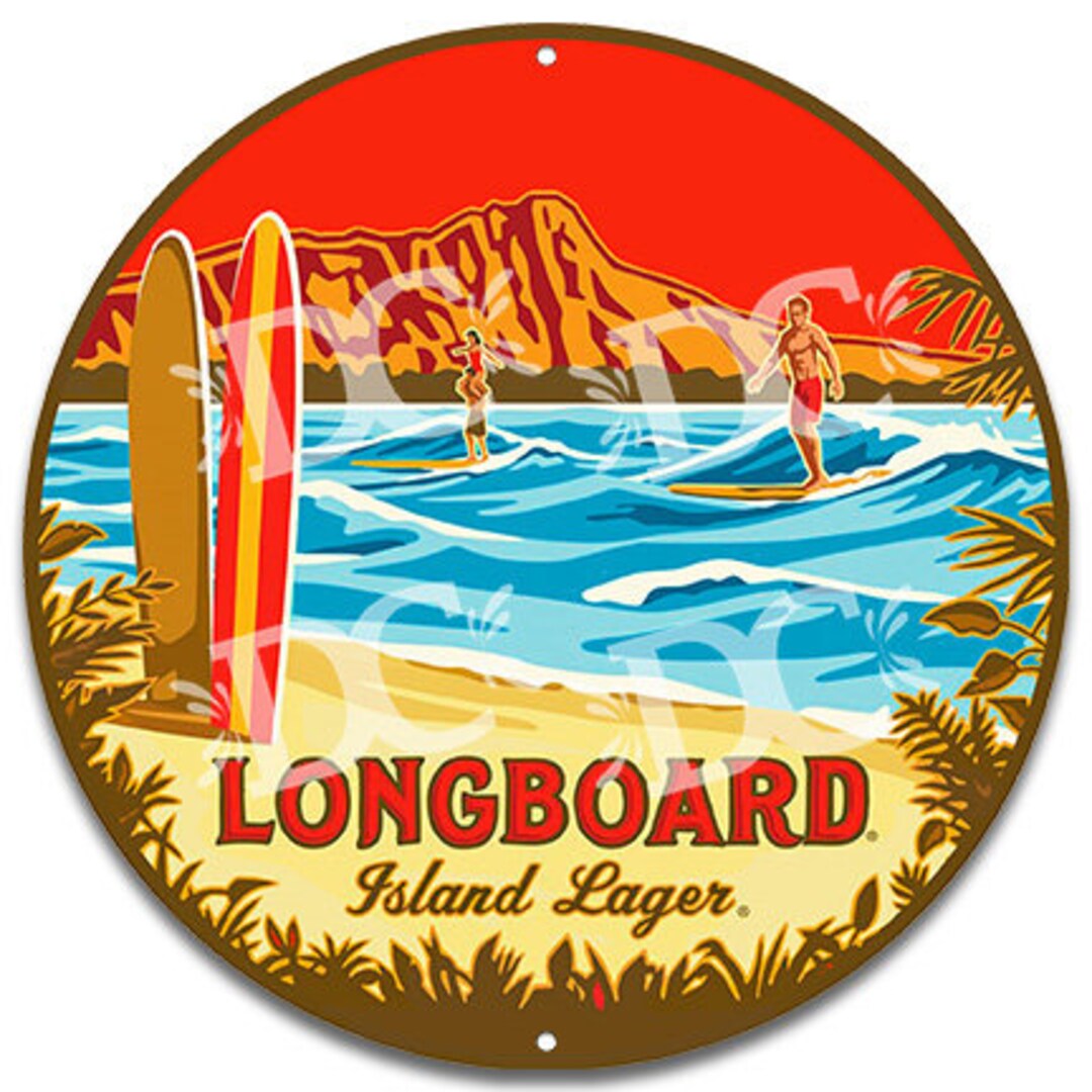 Longboard Lager Circle Pub Sign, Longboard Signs, Beer Bar Décor