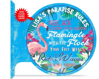 Paradise Rules Double Sided Sign, Custom Paradise Sign, Beach Sign, Paradise Sign, Tiki Bar Signs