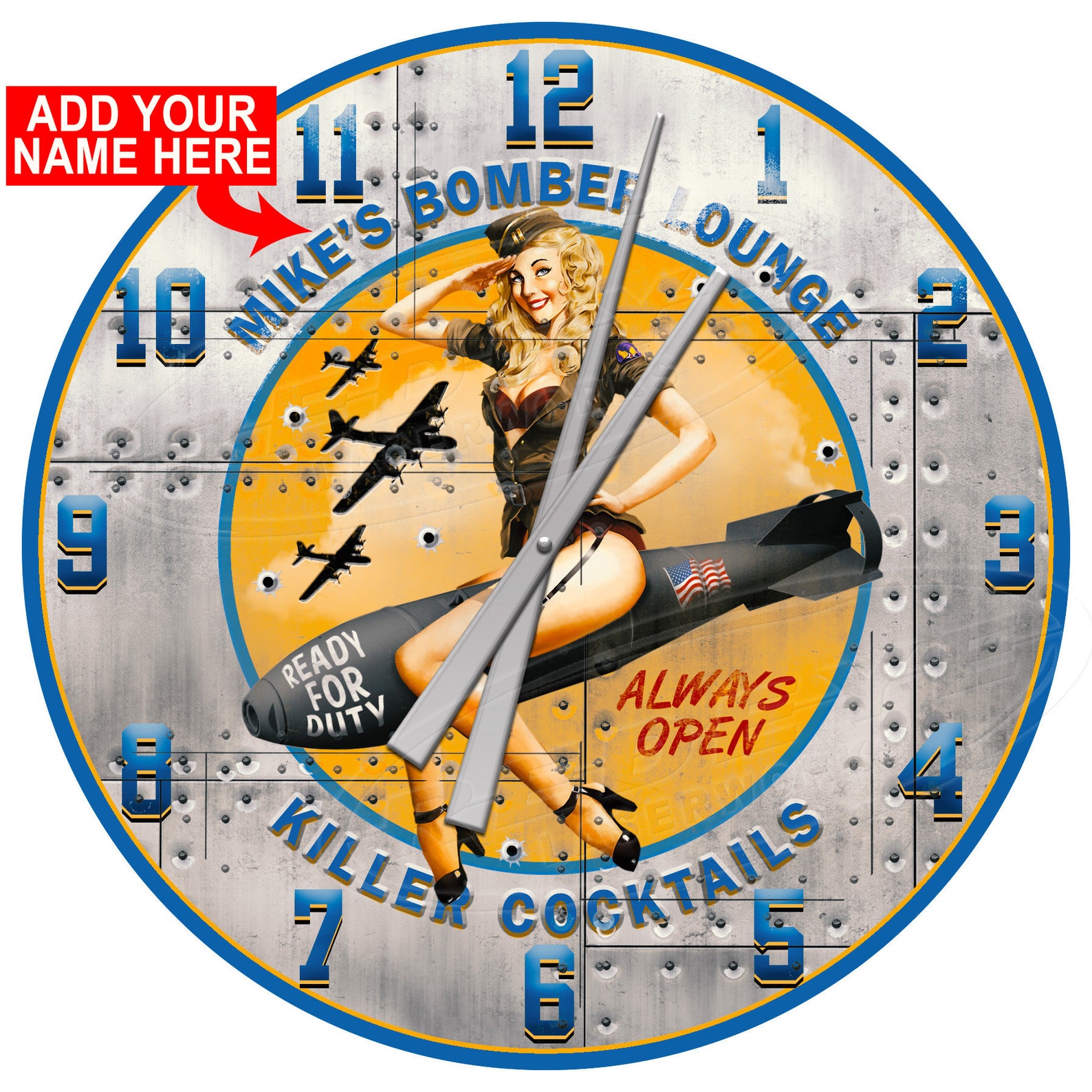 Custom WWII Bomber Bar Clock: Personalized Pilot Lounge Decor - Etsy