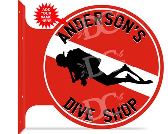 Dive Shop Double Sided Sign, Dive Shop Decor, Custom Diver Signs, Diving Signs, Diving Decor