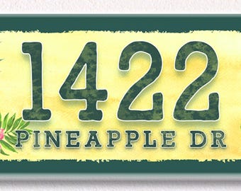 Tabliczka z numerem domu „Pineapple House”: ceramiczna tabliczka na drzwi