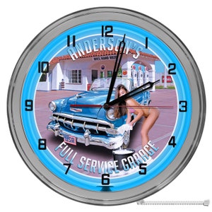 Vintage Car Wash Clock, Retro 50&#39;s Style 16 In Wall Clock, Retro Gas Station Light Up Clock, Car Washing Signs,