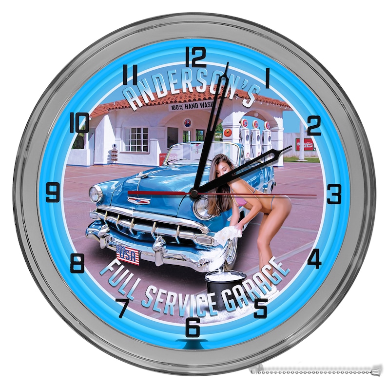 Vintage Car Wash Clock Retro 50's Style 16 In Wall Clock | Etsy
