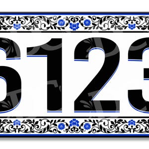 Floral Filigree Ceramic Address Tile, Floral House Number Plaque, Ceramic House Number Sign, Flower Themed House Address, Housewarming Gift