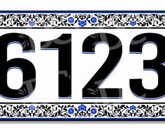 Floral Filigree Ceramic House Number Sign: Personalized Address Plaque