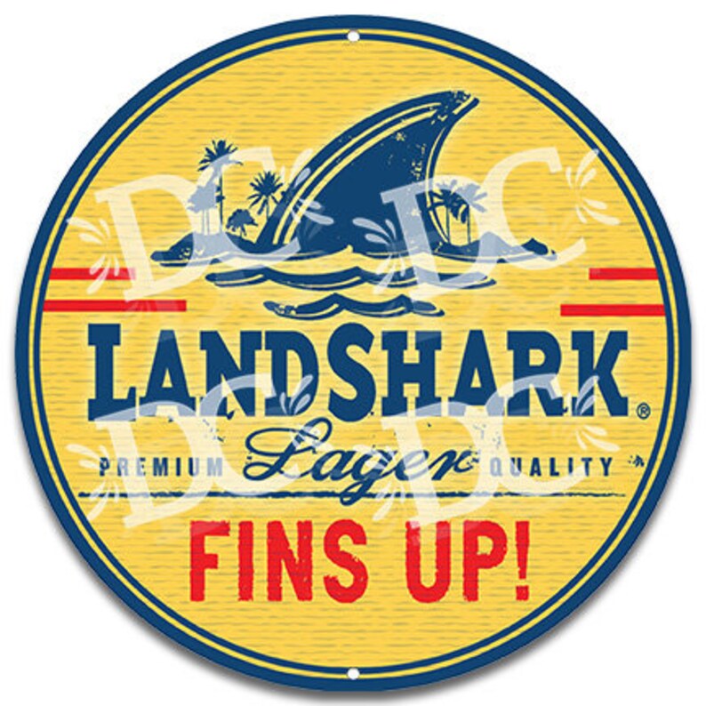 Landshark Lager Metal Circle Sign Landshark Lager Beer Bar Etsy