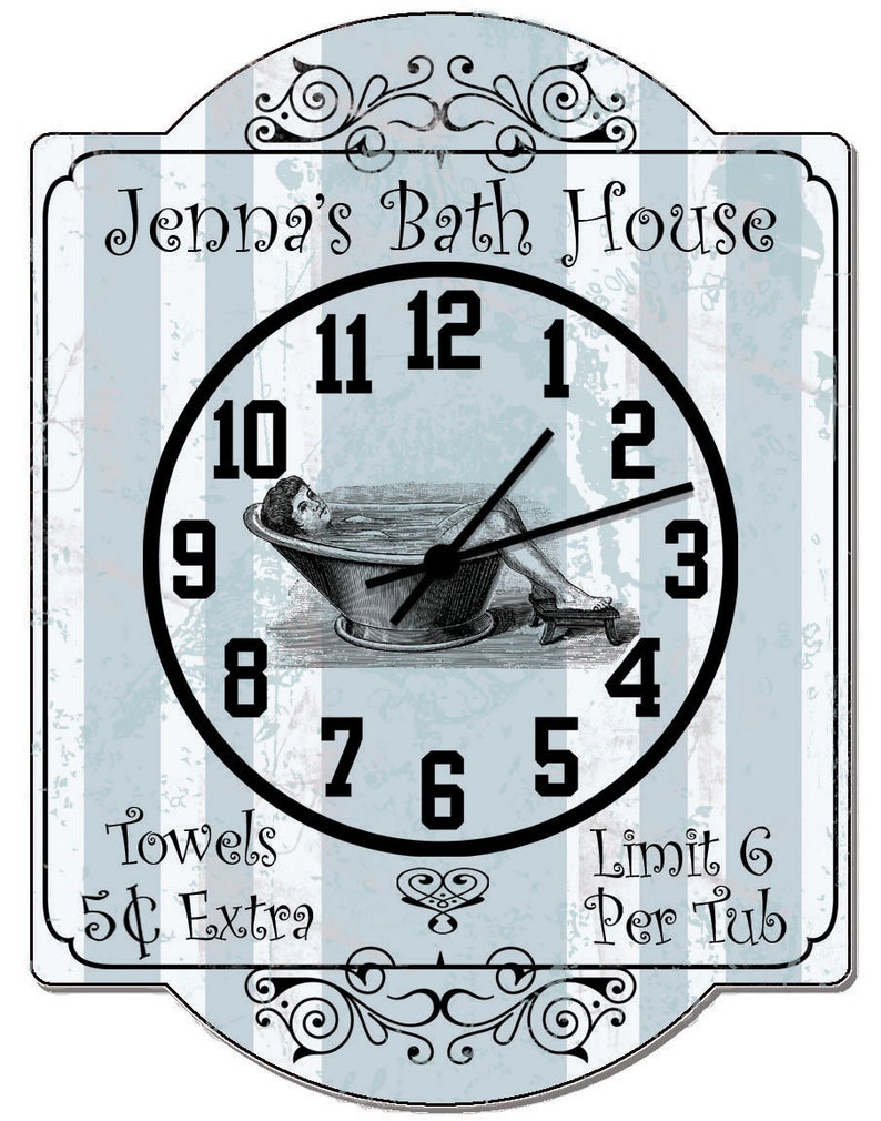 Bathroom Wall Clock Customized Bath House Vintage Clock Etsy