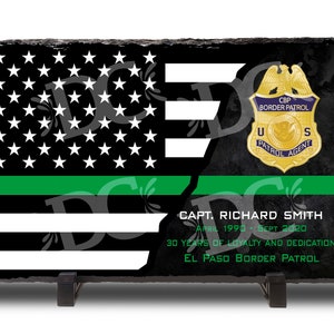Border Patrol Retirement Plaque, US Custom Flag Plaque, Federal Employee Retirement Plaque, Border Patrol Retirement Awards,