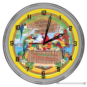 Margarita Parrot Beach Bar Always Five O'clock Patio 16 In Clocks, Margarita Bar Signs, Backyard Bar Clocks, Custom Tiki Beach Bar Clocks,