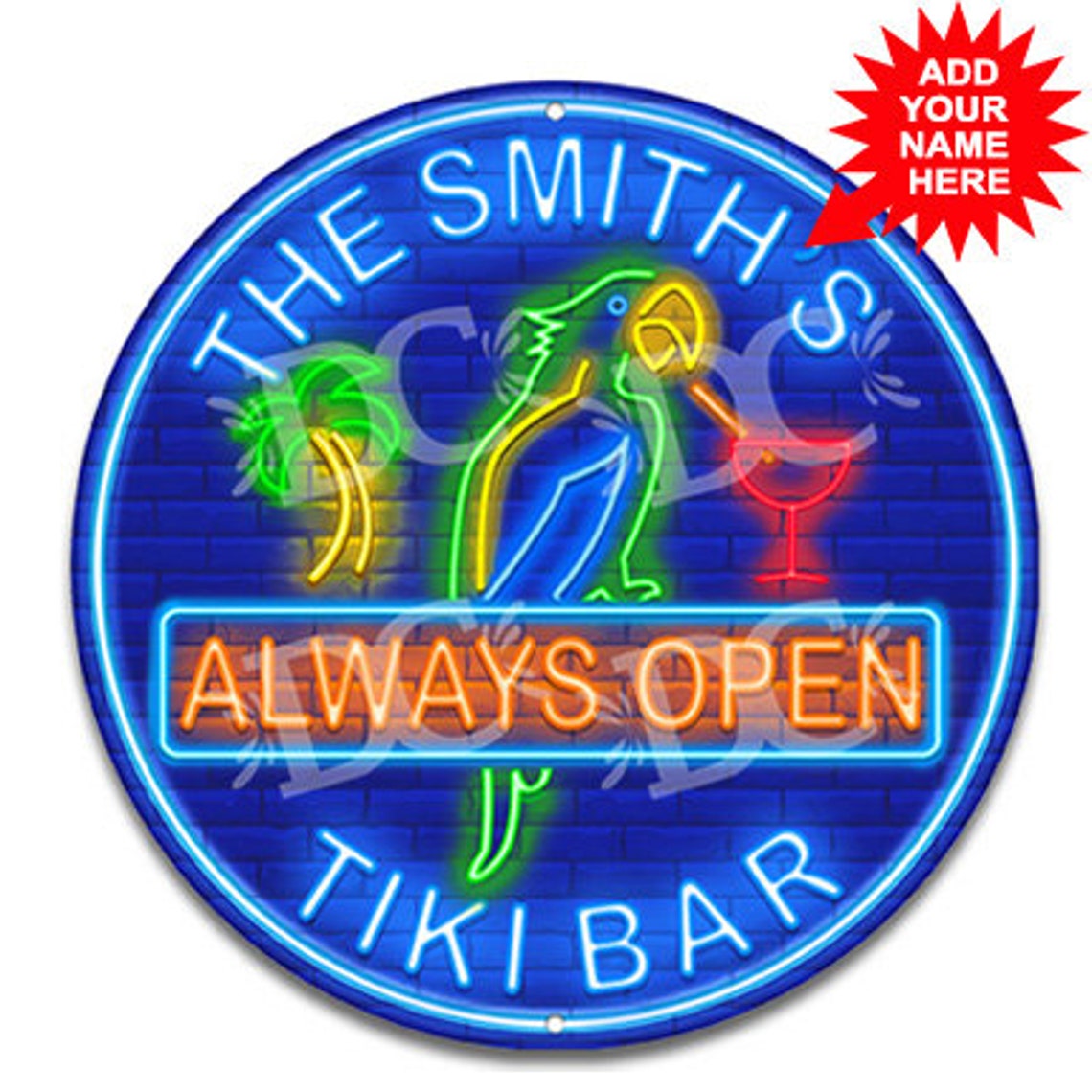 Backyard Tiki Bar Neon Themed Custom Sign Tiki Bar Signs Etsy