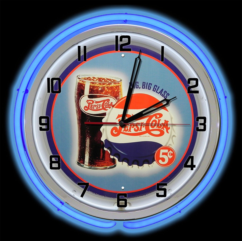 Pepsi Cola 19 Neon Clock Vintage Pepsi Clocks Pepsi Etsy