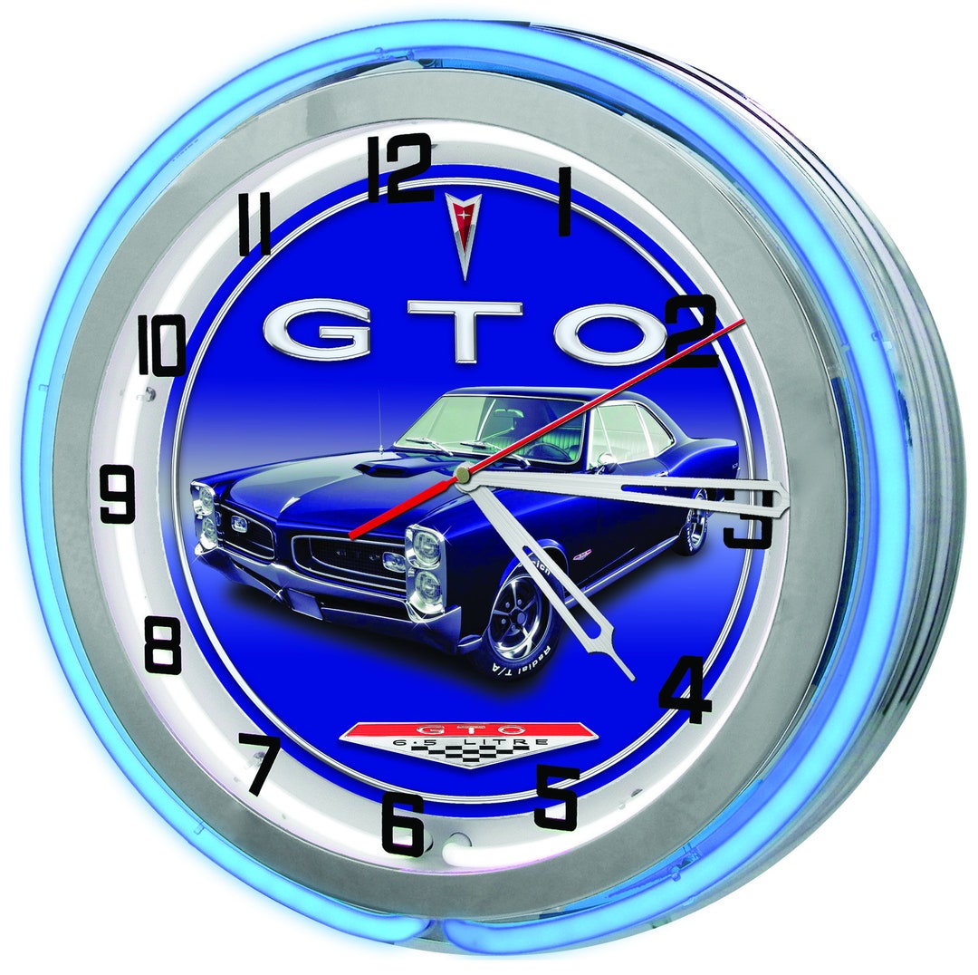 Pontiac GTO 19 Neon Clock, Pontiac GTO Garage Clock, Vintage Garage