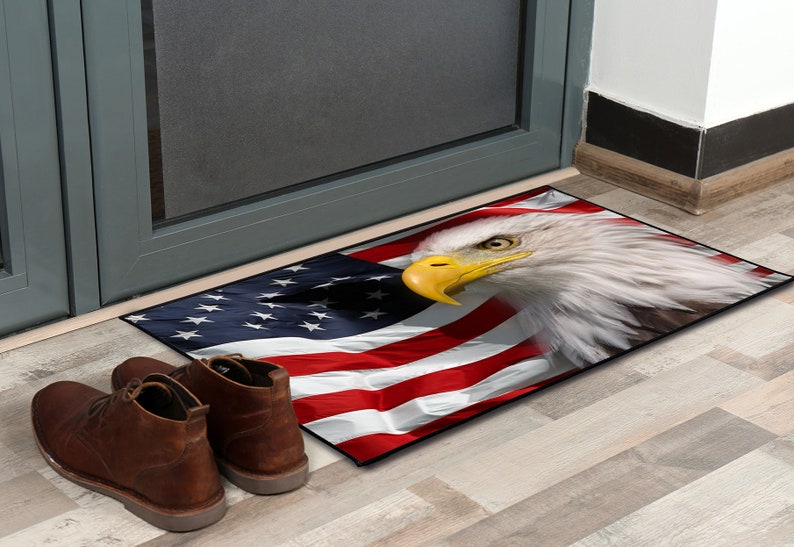 American Flag Door Mat Patriotic Front Door Mats Eagle Front Etsy