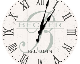 Monogram Family Name Wall Clock: Personalized Aluminum Home Decor
