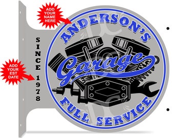 Customizable Double Sided Garage Sign, Auto Repair Shop Decor