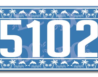 Dolphin Ceramic House Number Plaque: Personalized Coastal Decor