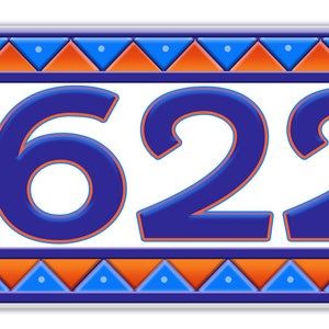 Blue Mosaic Tiles Ceramic House Numbers, Mosaic Triangle Ceramic House Plaque,  Street Sign Mosaic Tile, Address Ceramic Tiles,