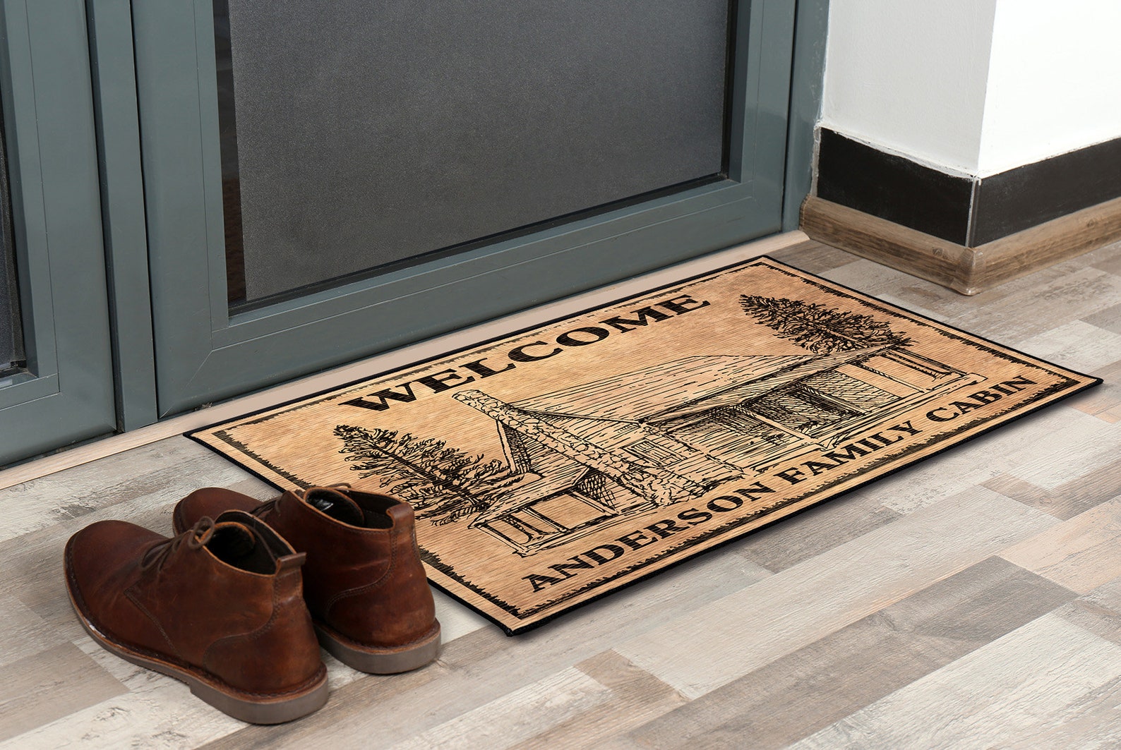 Rustic Cabin Door Mat Cottage Porch Mat Front Door Etsy