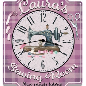 Sewing Room Clock Customized, Hobby Room Décor, Sewing Clocks, Crafting Room Clocks, Sewing Décor,