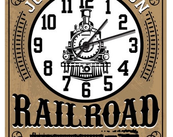 Railroad Locomotive Clock Personalized, Train Room Clocks, Hobby Room Decor, Railroad Signs, Railroad Art, Railroad Clocks Customized