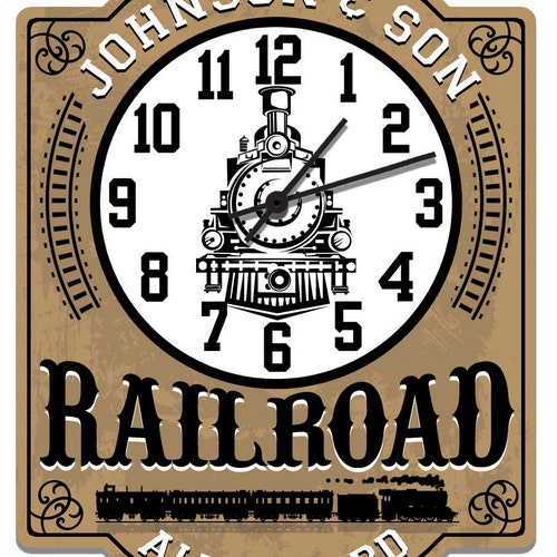Railroad Clock Personalized Train Room Clocks Etsy