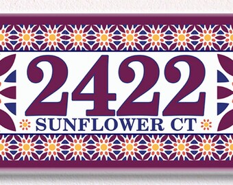 Handmade Sunflower Mosaic House Number Sign: Ceramic Floral Decor