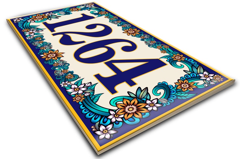 Floral Garden Ceramic House Number Plaque - Personalized Elegant Design ...