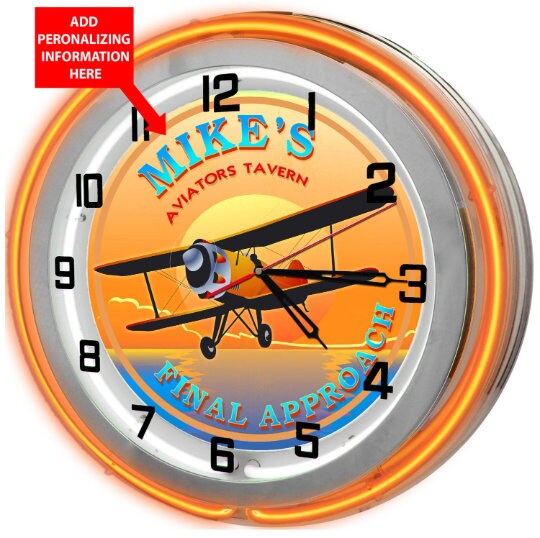 【点灯OK】ANA 旧ロゴ コックピット パネル時計 イルミネーション レトロ Personalized Aviator's Tavern Neon Clock: 19