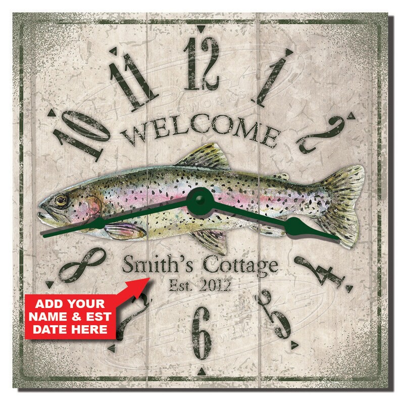 Fishing Themed Cottage Clocks Customized Lake House Clocks Etsy